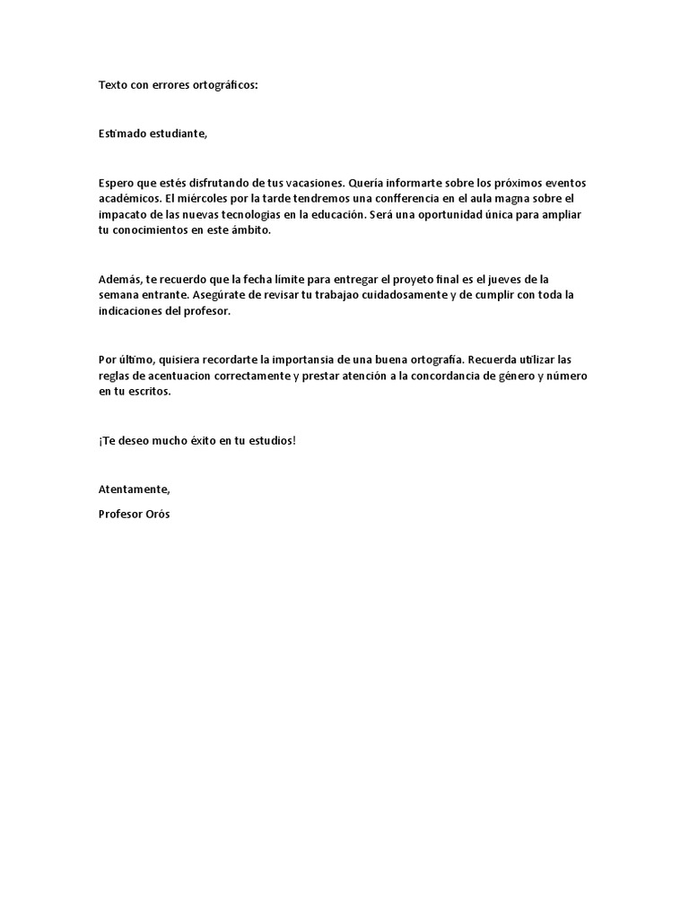 Texto con errores ortográficos para corregir | PDF