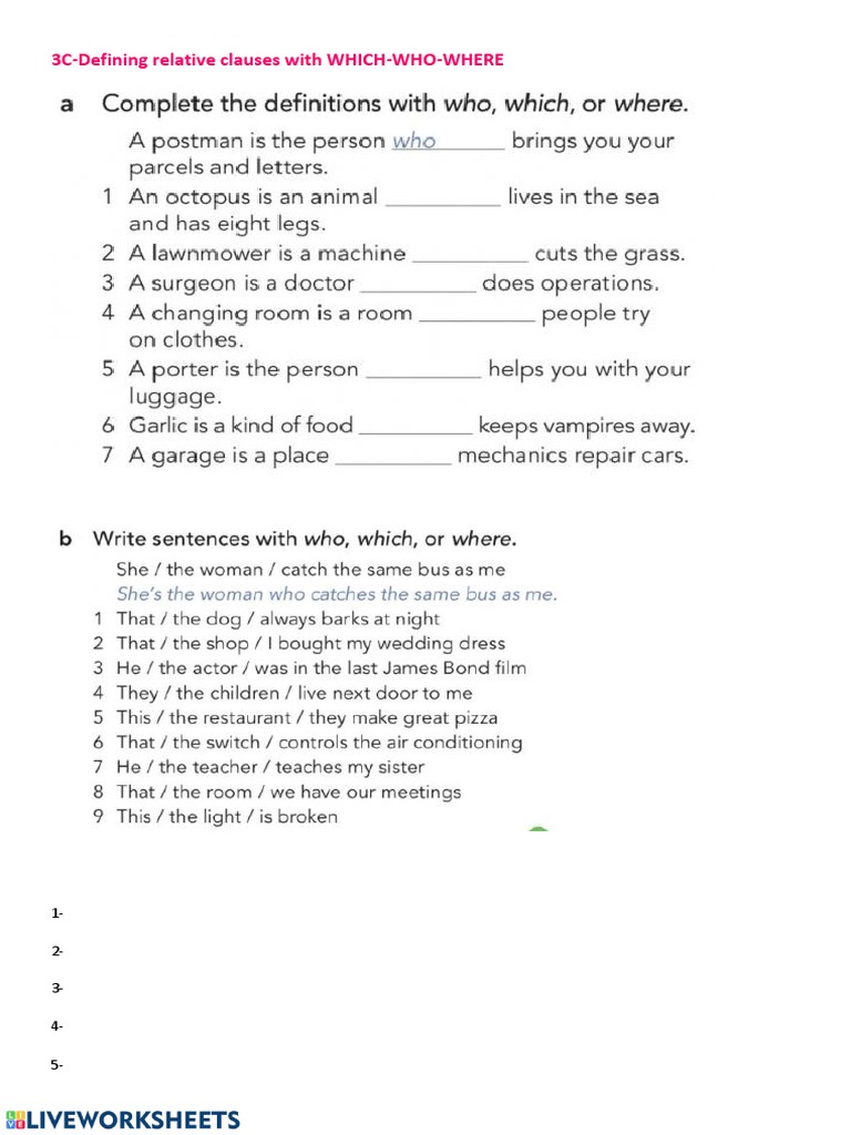 Relative Clauses with Which, Who, Where | PDF | Teaching Methods ...