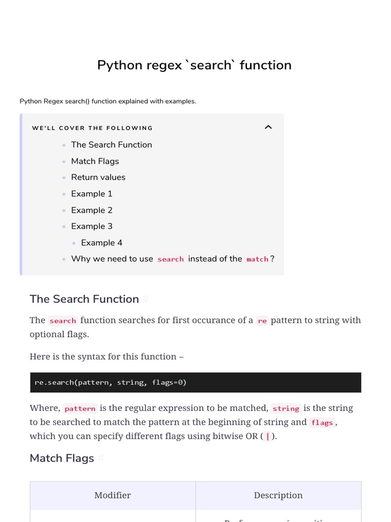 6 Python Regex Search Function | PDF | Regular Expression | Grammar