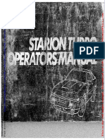 Mitsubishi Starion Turbo Operators Manual 1983