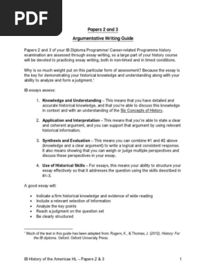Paper 2 and 3 Argumentative Writing Guide
