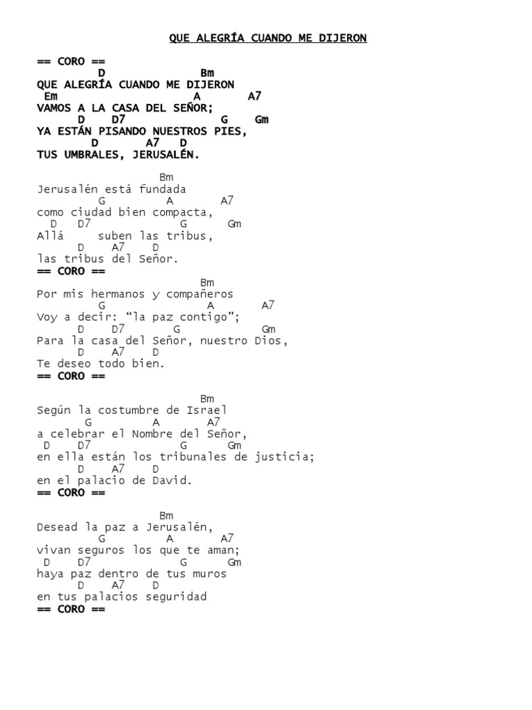 Que Alegría Cuando Me Dijeron Acordes PDF