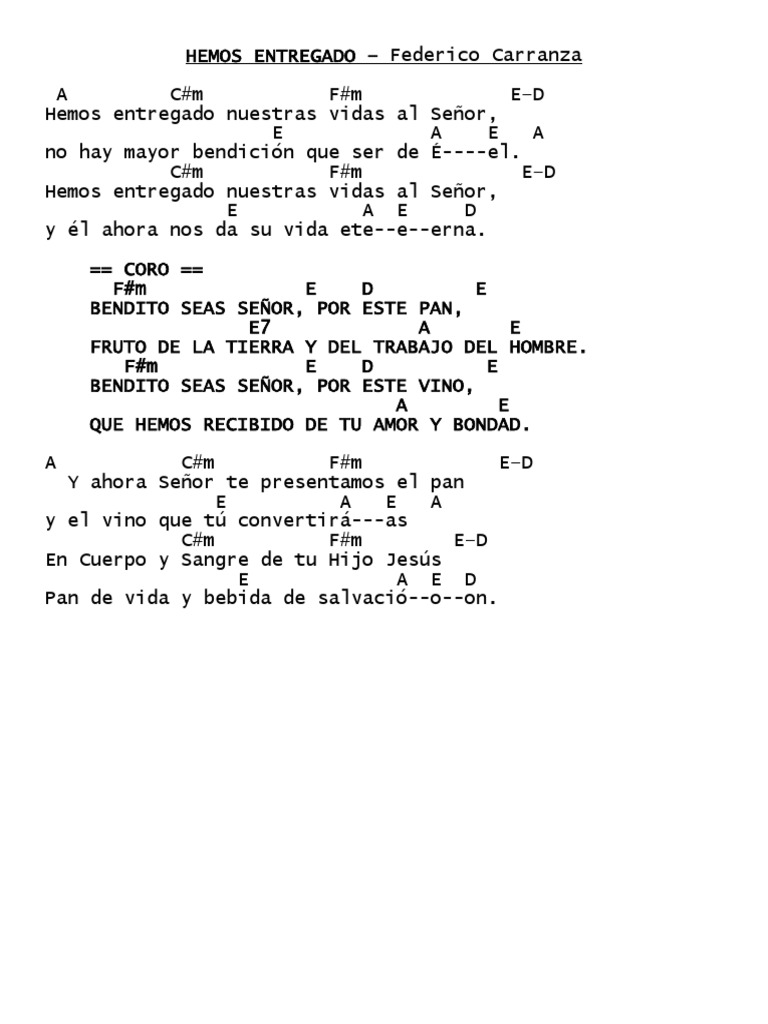 Hemos Entregado - Acordes LA Mayor | PDF