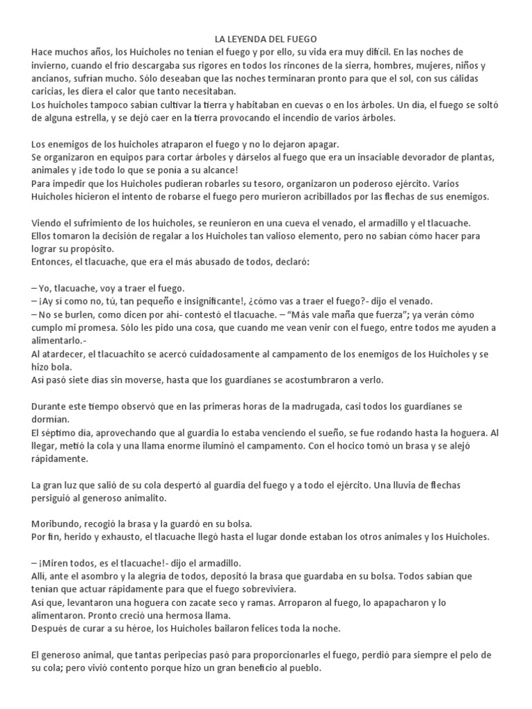 La leyenda del fuego para ordenar pdf incendios