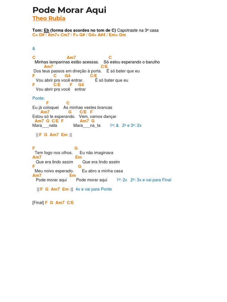 Pode Morar Aqui Cifra PDF