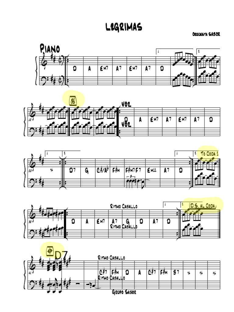 Lagrimas Roberto Blades Piano PDF