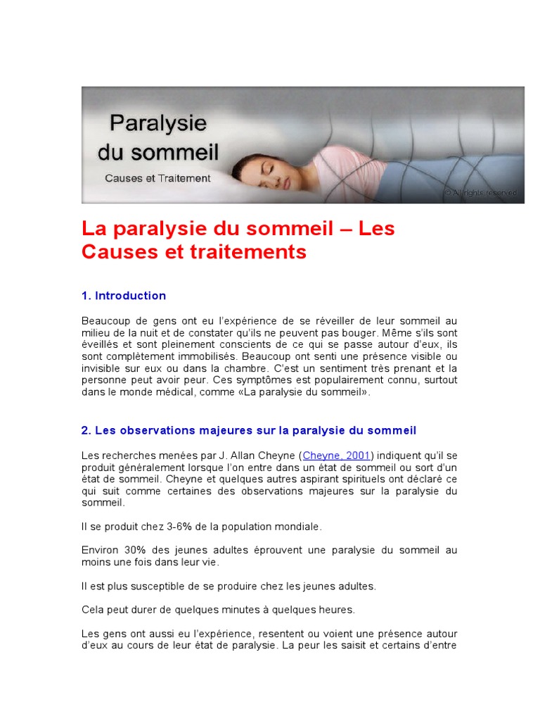 Causes et traitements de la paralysie du sommeil | PDF | Sommeil | Fantômes