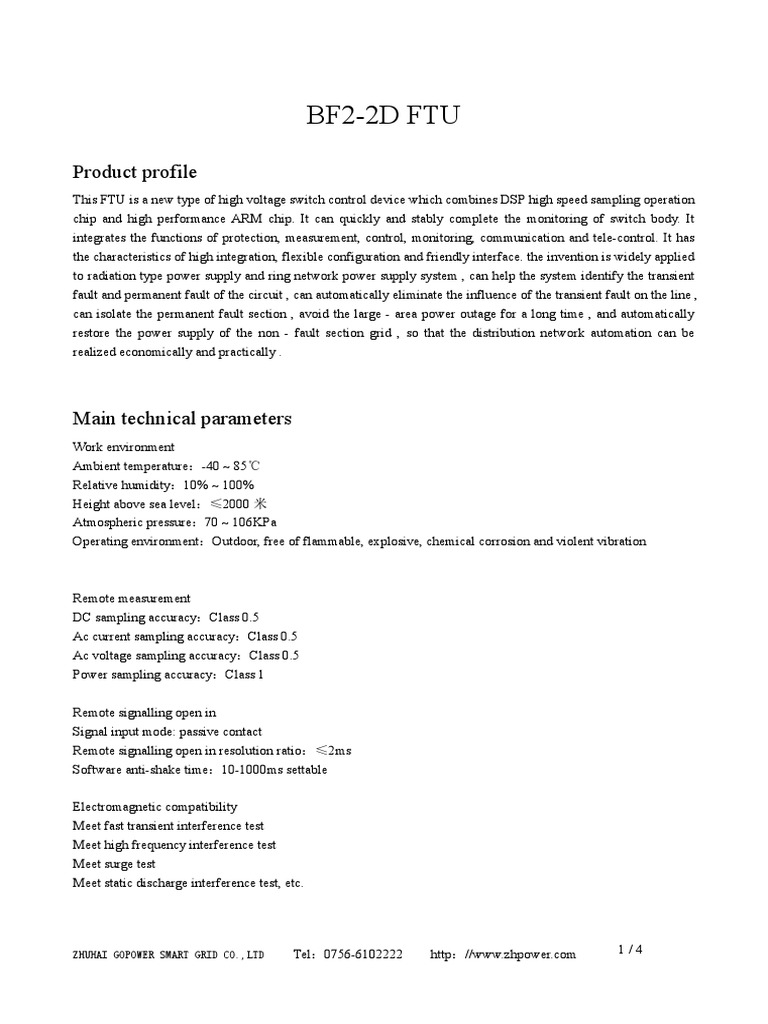 High Voltage FTU Product Overview | PDF | Power Supply ...