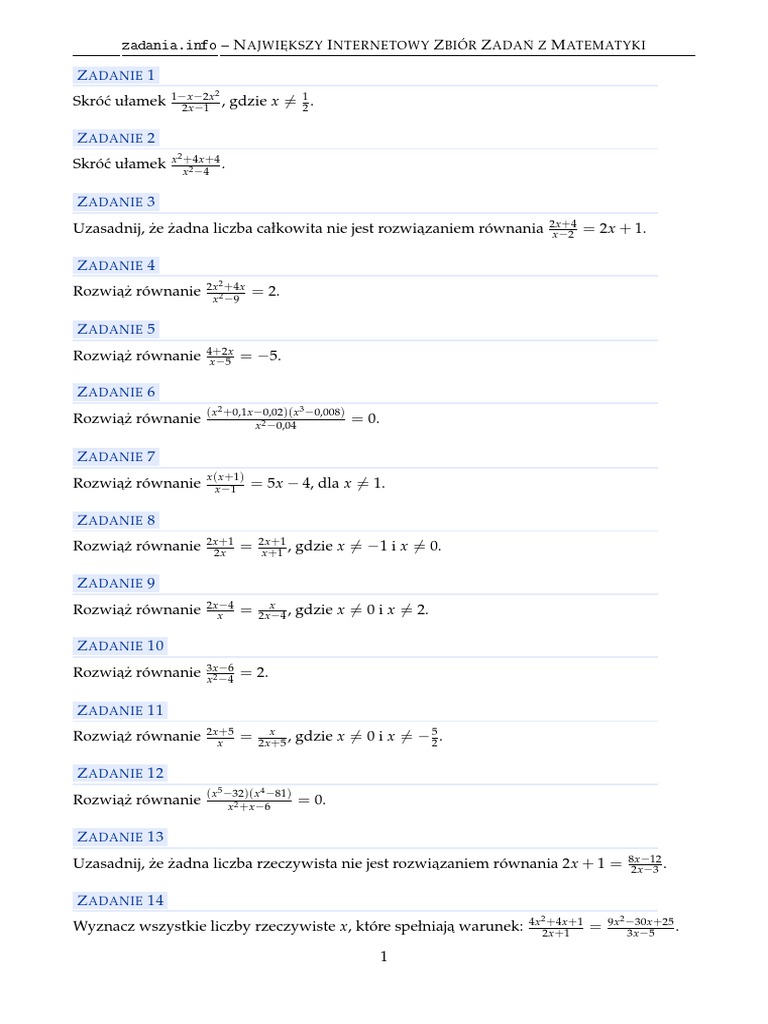 Wśród Poniższych Wyrażeń Znajdują Się Ułamki Algebraiczne Wskaż Je