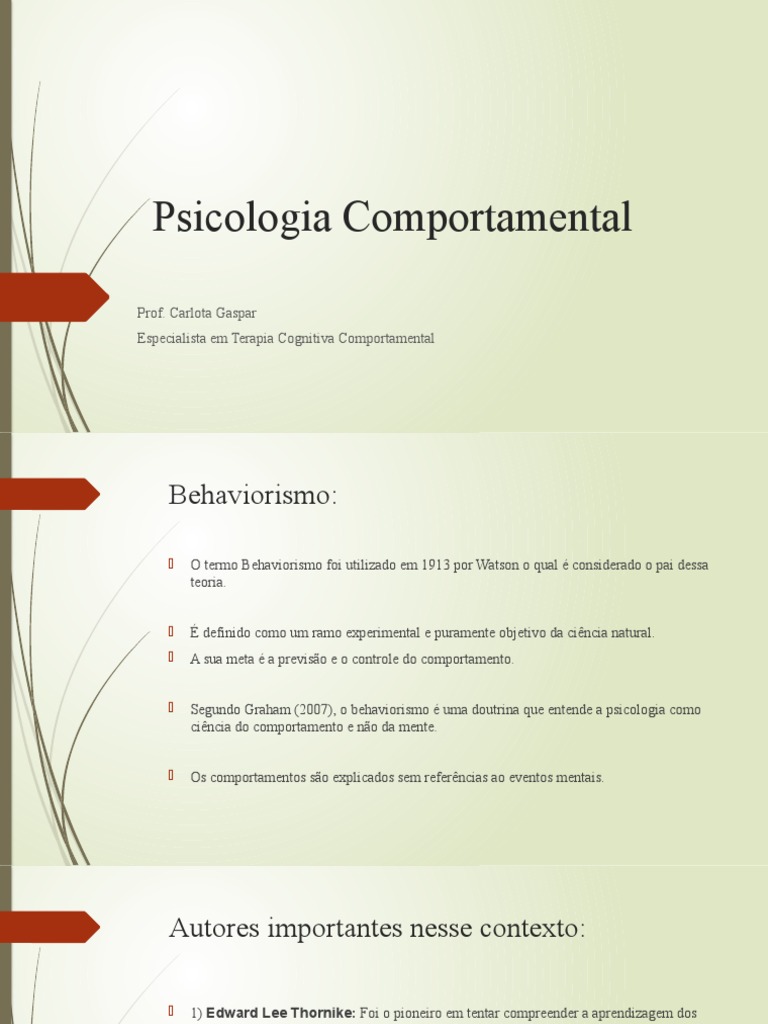 Críticas e Fundamentos do Behaviorismo | PDF | Behaviorismo | Comportamento