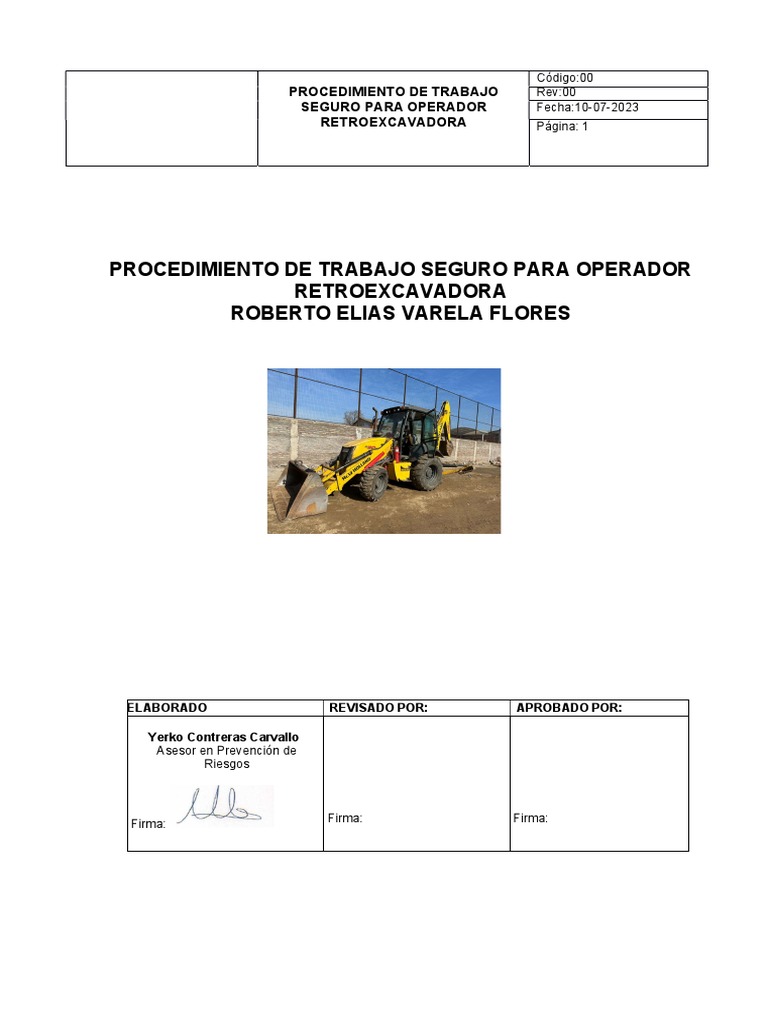 Pts Operador Retroexcavadores Roberto Varela Flores | PDF | Tecnología