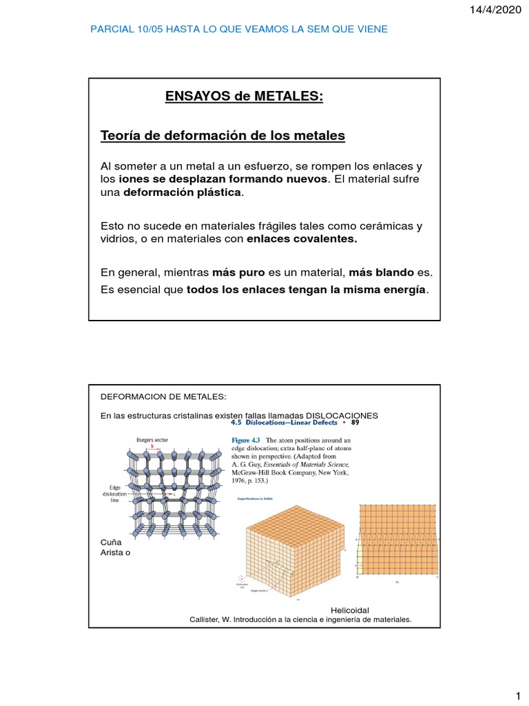 Deformación Plástica en Metales | PDF | Fatiga (material) | Deformación ...
