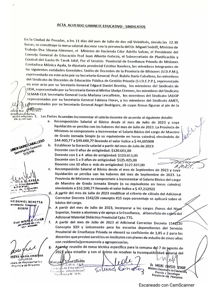 Acuerdo Salarial Entre El Gobierno Provincial y Un Sector de La ...