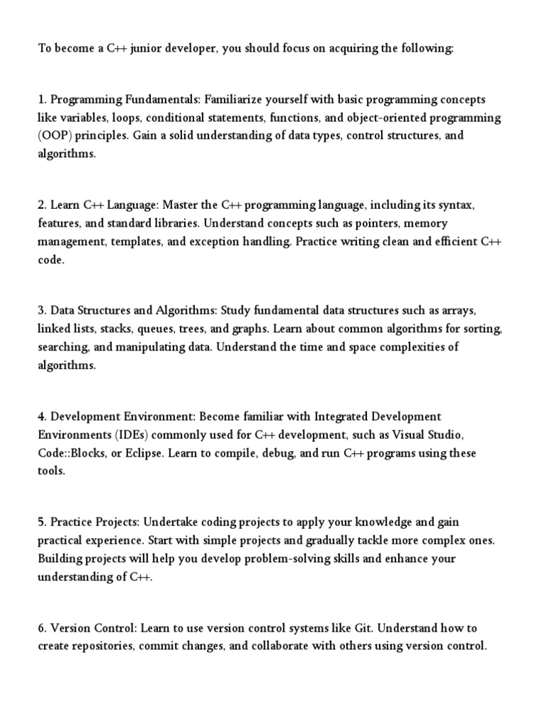 C++ Junior Roadmap | PDF | C++ | Computer Programming