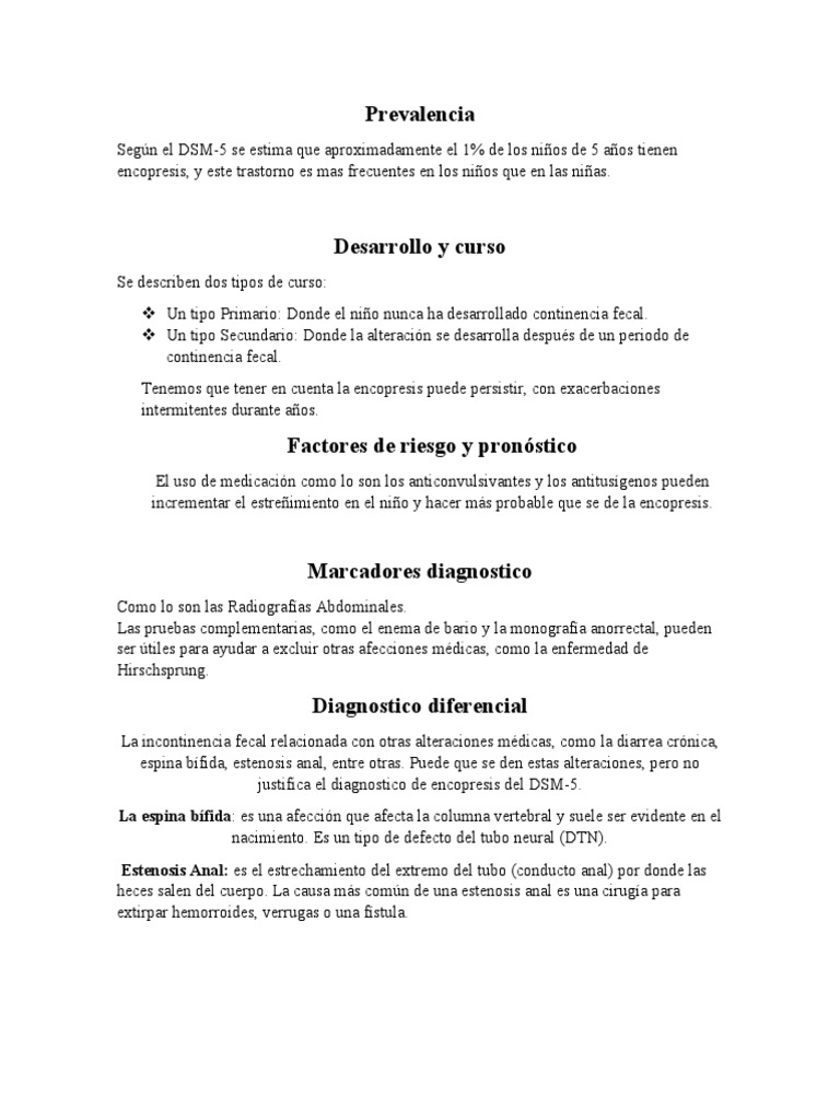 Encopresis PDF Estreñimiento Heces