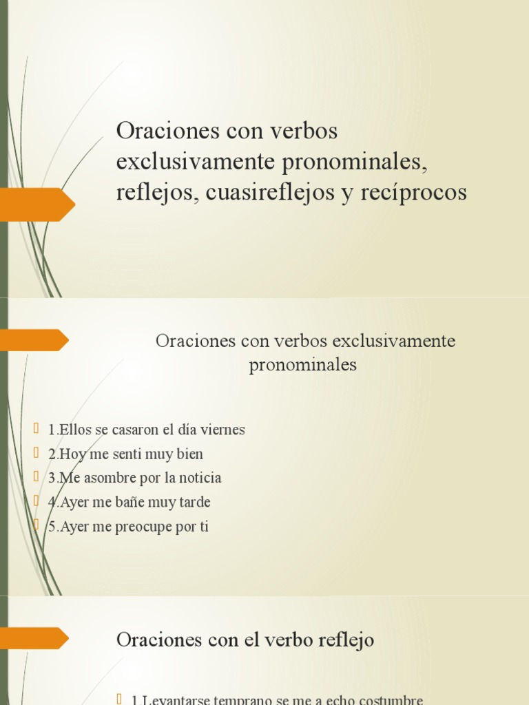 Ejemplos de Oraciones Pronominales | PDF | Artes del Lenguaje y ...