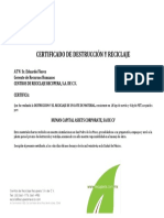 Certificado de Destrucción y Reciclaje. Human Capital. Mayo 2023