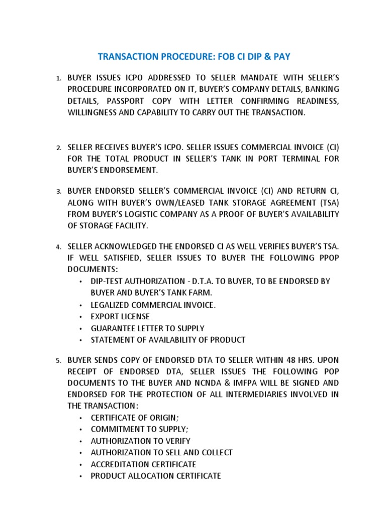 Oil Transaction Protocol Guide | PDF | Business | Finance & Money ...