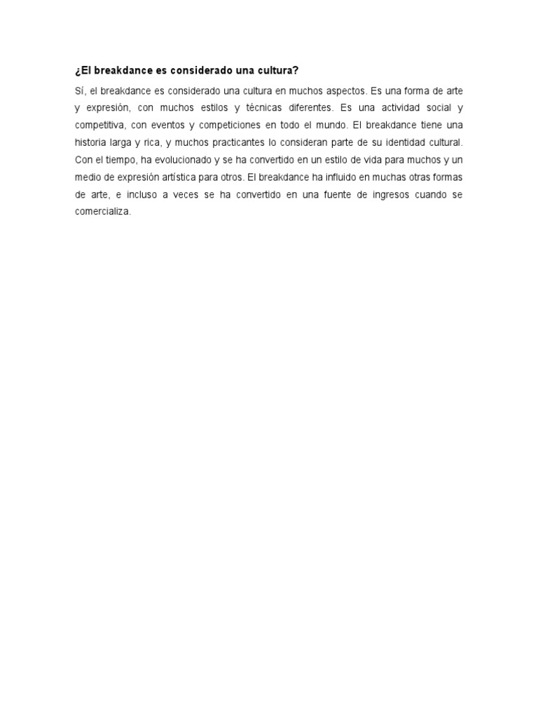El breakdance como cultura y arte | PDF