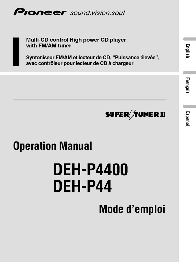 Pioneer DEH-P4400 CD Player Manual | PDF | Equalization (Audio ...