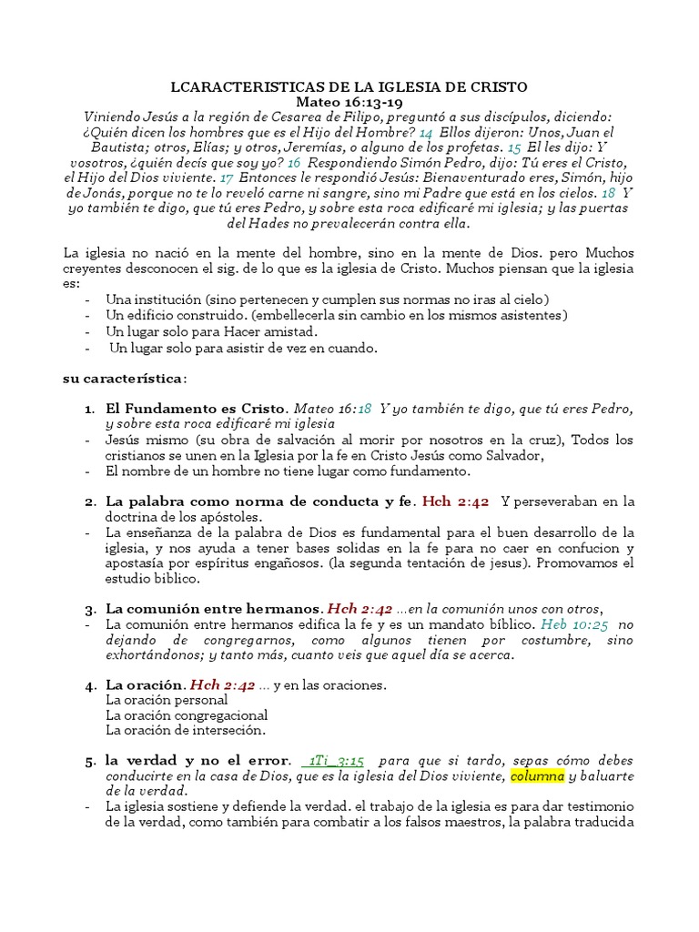 Características de la Iglesia de Cristo | PDF | Jesús | Iglesia cristiana