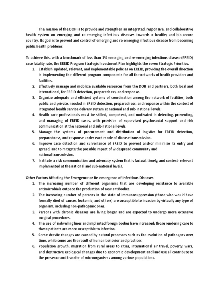 Other factors affecting the emergence or re emergence of infectious