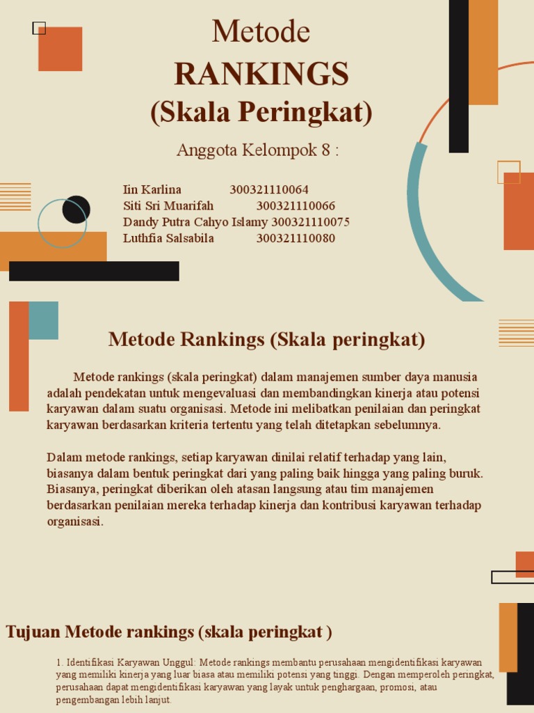Metode Rankings dalam Penilaian Kinerja | PDF