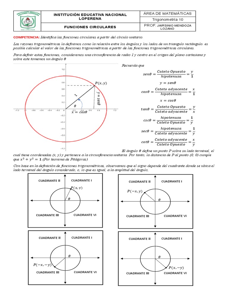Funciones Circulares y Trigonometría | PDF | Funciones trigonométricas ...