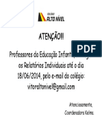 Aviso Educação Infantil Relatórios