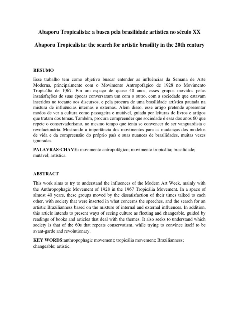 Abaporu tropicalista pdf