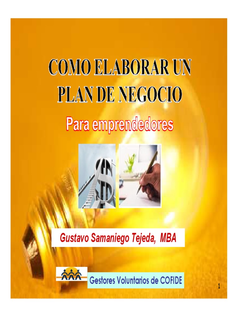 Como Elaborar Un Plan de Negocio GUSTAVO SAMANIEGO | PDF | Marketing ...