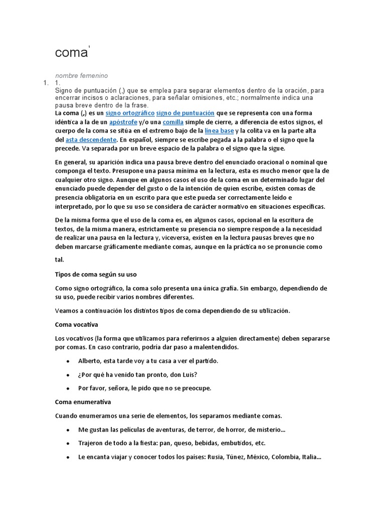 Coma 1 | PDF | Coma | Lingüística
