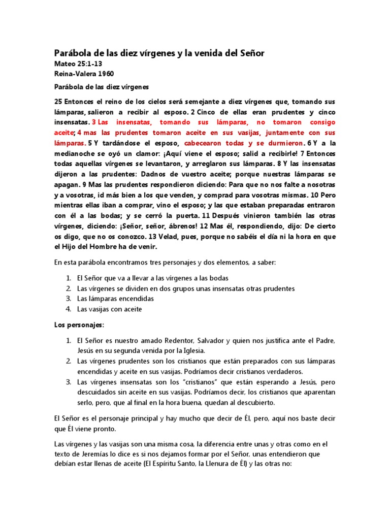 mateo 25 parábola de las 10 vírgenes