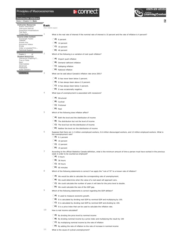 Chapter 4 Basic Quiz PDF Gross Domestic Product Inflation