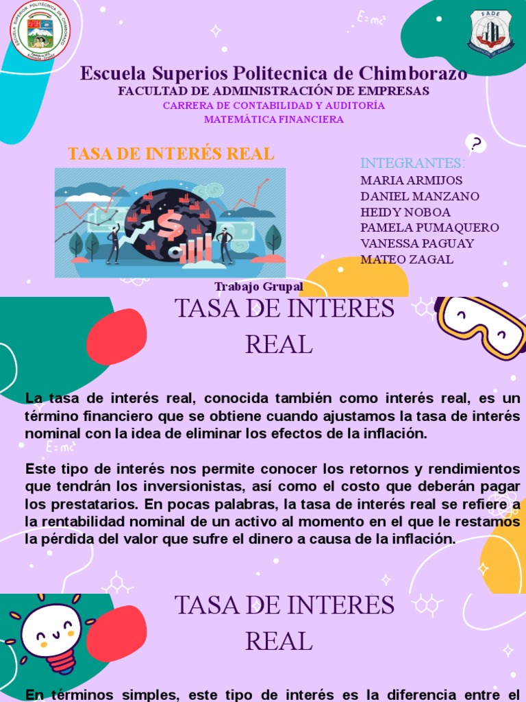 Tasa de Interés Real y su Fórmula | PDF | Tasas de interés | Interés