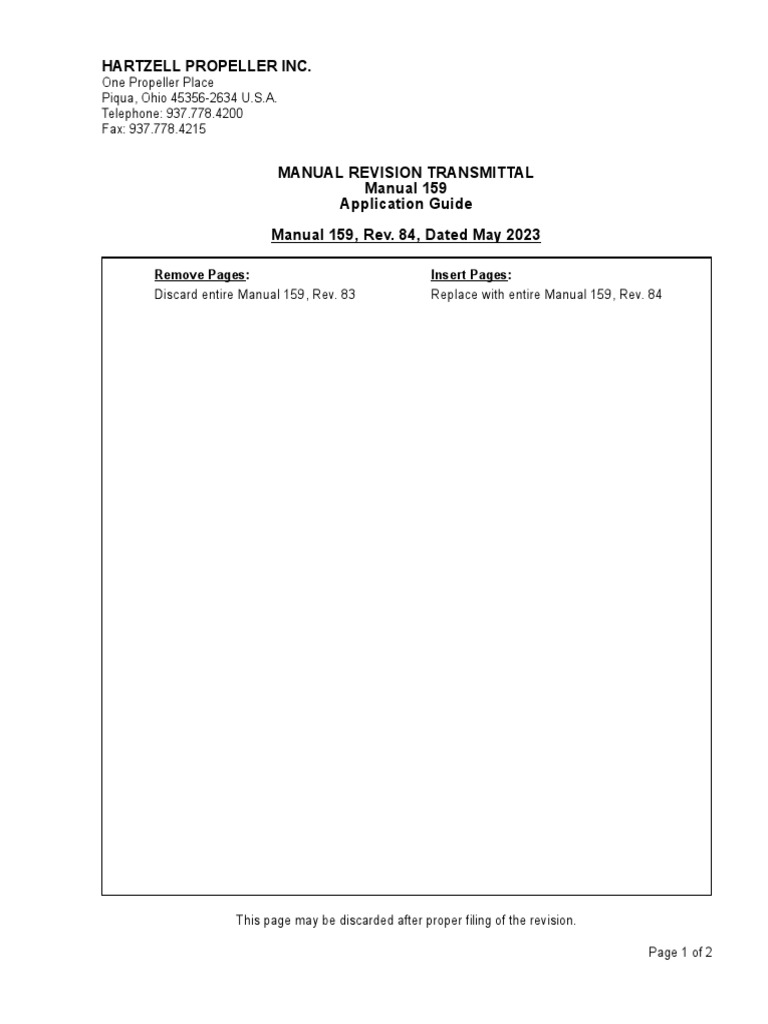 Hartzell Propeller Inc. One Propeller Place Piqua, Ohio 453562634 U.S
