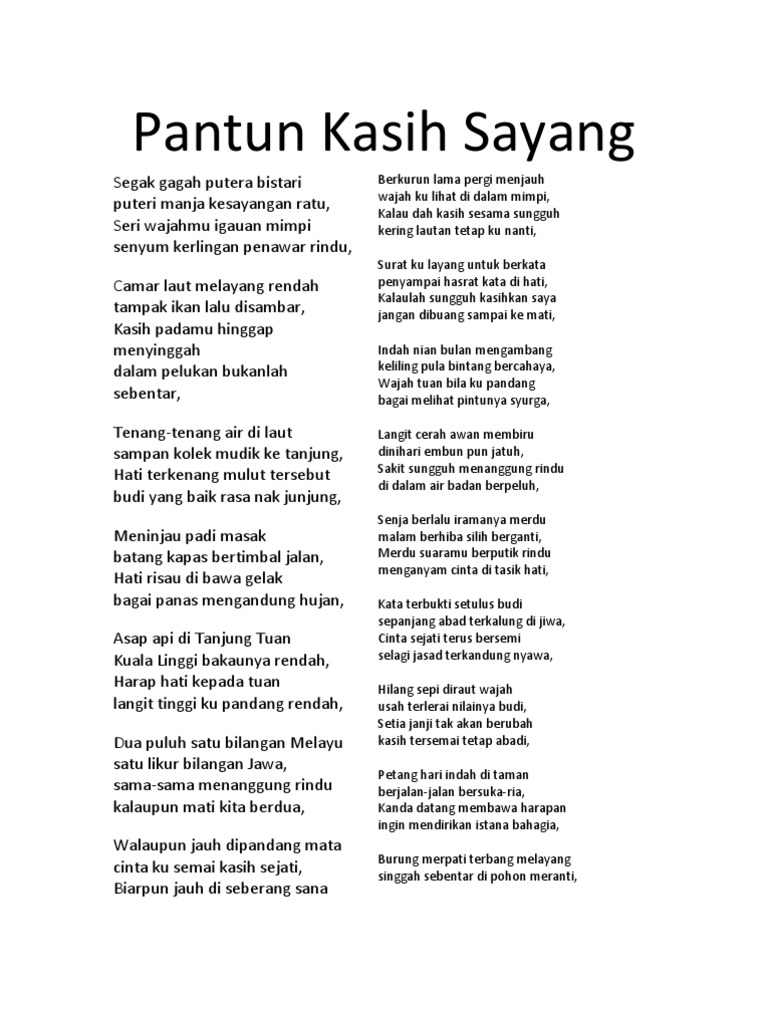 Pantun Kasih Sayang