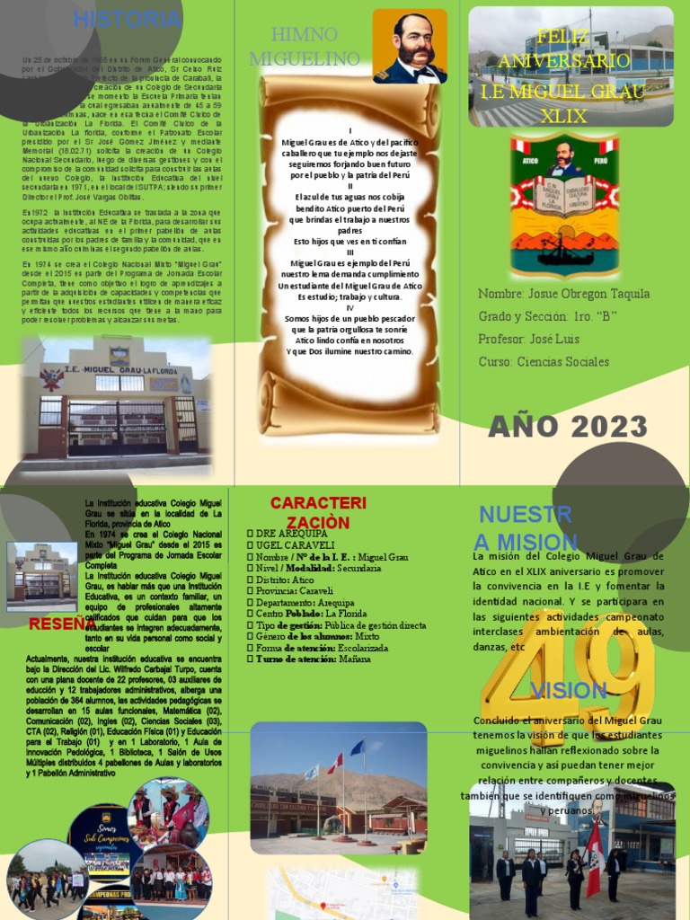 Himno y Aniversario del Colegio Miguel Grau | PDF