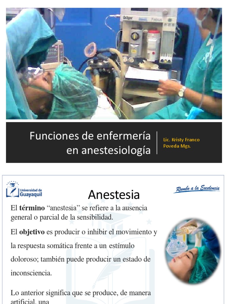 Clase 6 Enfermería En Anestesiología Pdf Anestesia Dolor