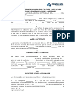 Modelo de Demanda Laboral Por Falta de Pago de Las Prestaciones e Indemnizaciones Laborales