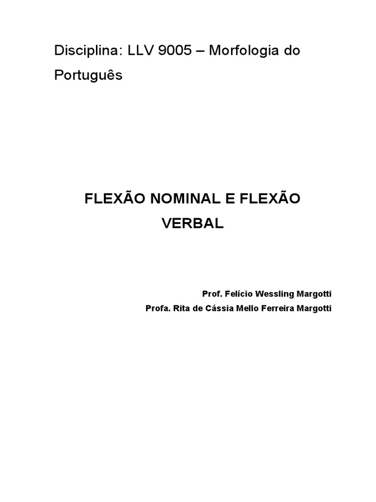 Flexão Nominal e Verbal | PDF | Morfologia | Mecânica da linguagem