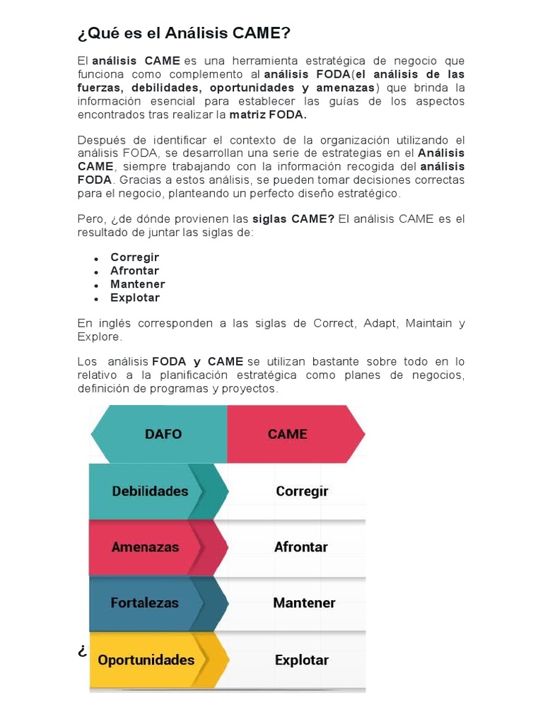 Análisis CAME: Estrategias y Aplicaciones | PDF | Análisis FODA | Business