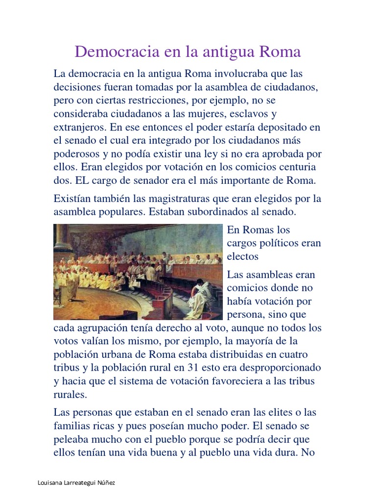 Democracia en La Antigua Roma | PDF | Roma antigua | Republica Romana