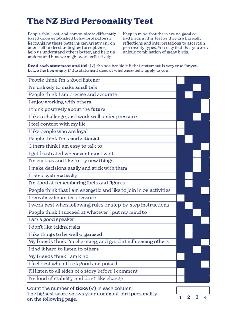 Understanding Bird Personalities Test | PDF | Birds