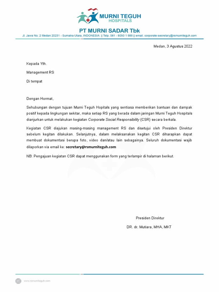 Panduan Kegiatan CSR RS Murni Teguh | PDF | Karier & Perkembangan ...