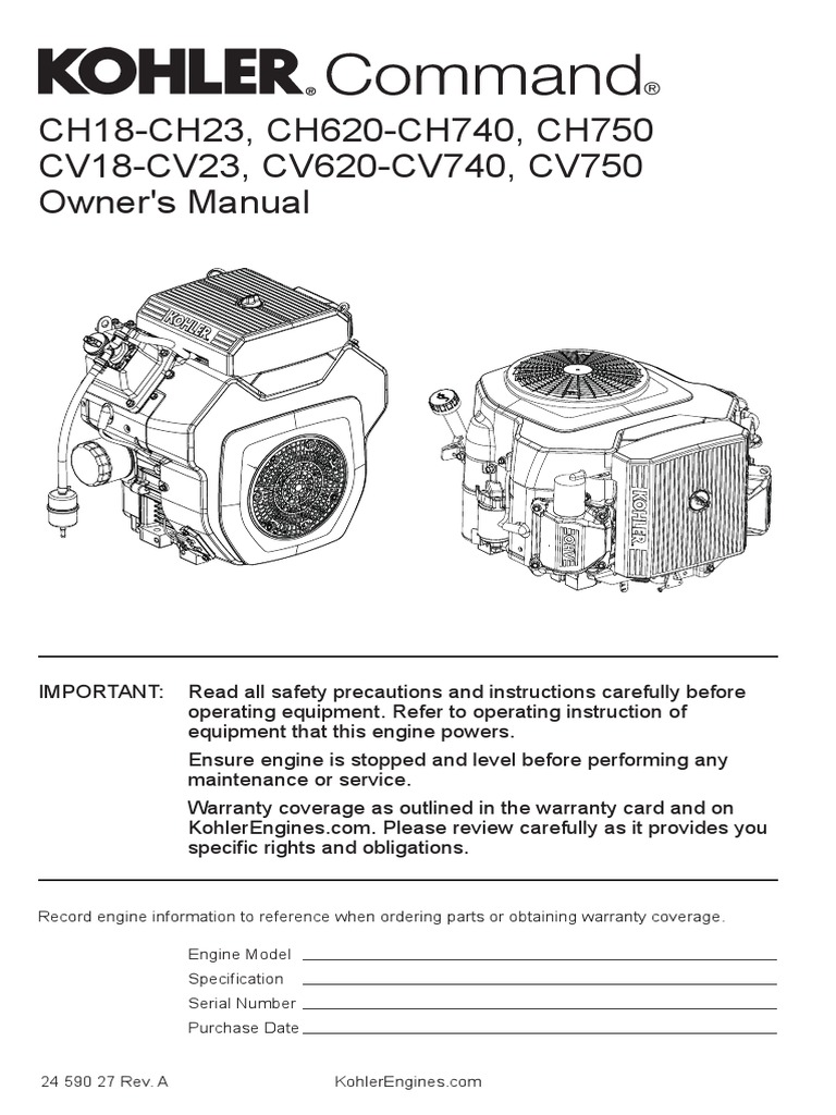 Kohler Engine Manual PDF Gasoline Horsepower