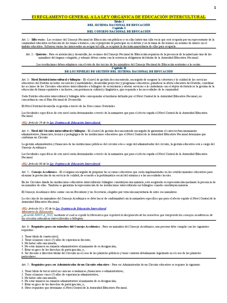 El Reglamento General A La L e o I | PDF | Evaluación | Plan de estudios