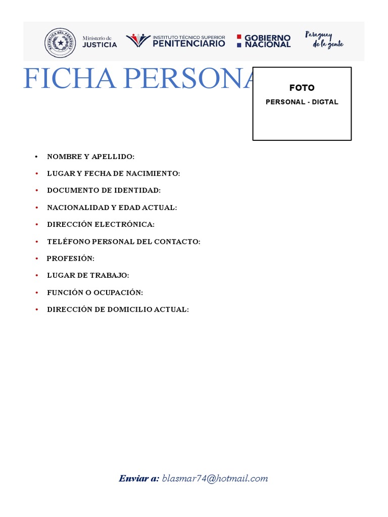 Modelo de Ficha Personal PDF