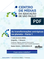 As Transformações Antrópicas No Planeta - Parte I