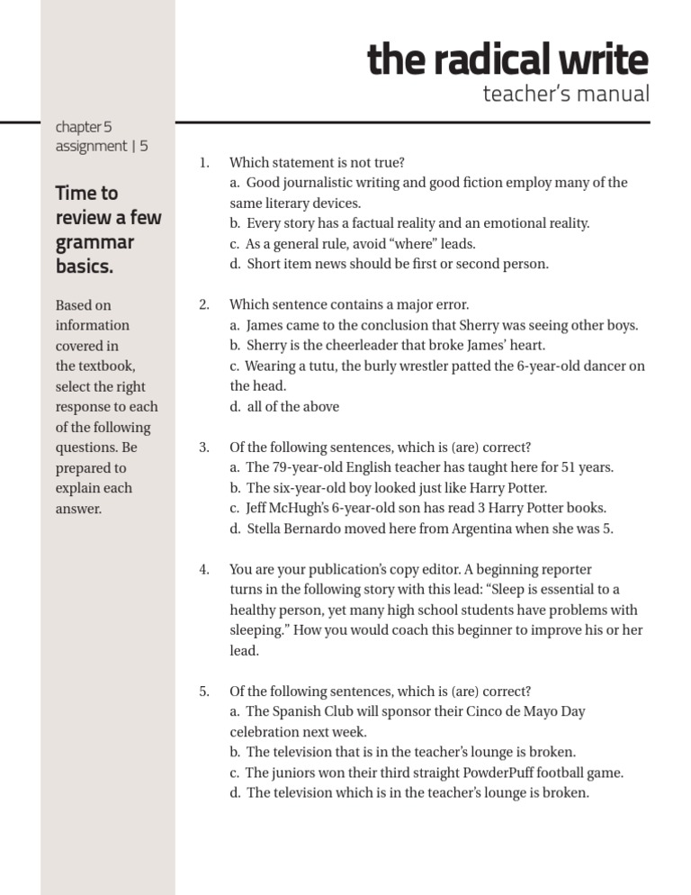 Chapter 5: Grammar Basics Review | PDF